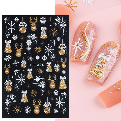 3D Nail Stickers Glitter Christmas Snowflakes Winter Snow