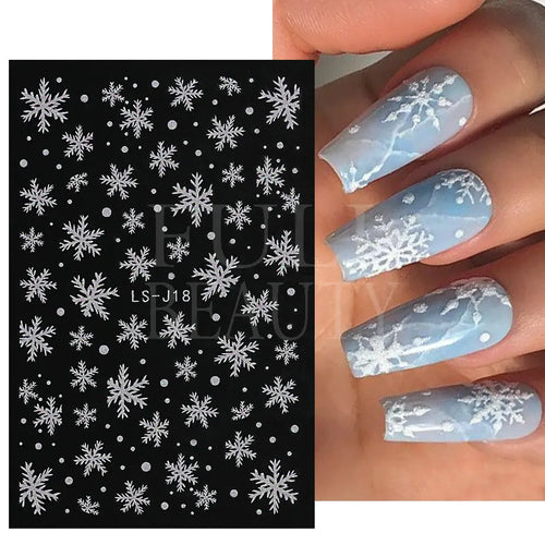 3D Nail Stickers Glitter Christmas Snowflakes Winter Snow