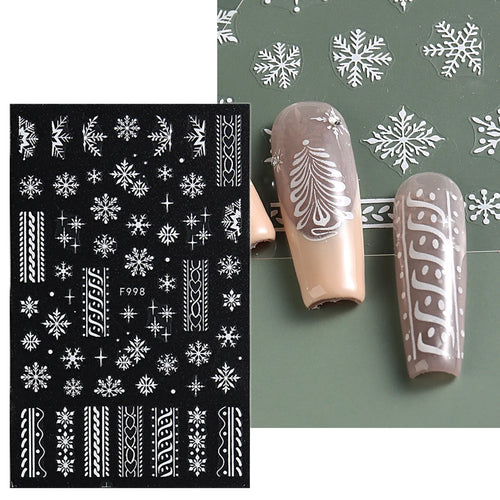 3D Nail Stickers Glitter Christmas Snowflakes Winter Snow