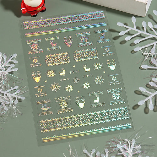 3D Nail Stickers Glitter Christmas Snowflakes Winter Snow