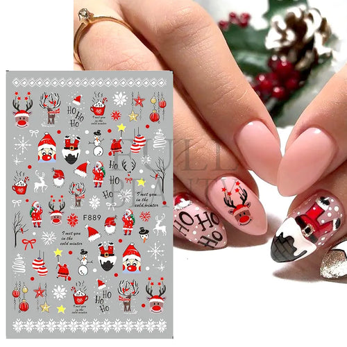 3D Nail Stickers Glitter Christmas Snowflakes Winter Snow