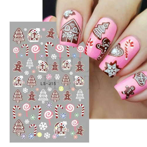 3D Nail Stickers Glitter Christmas Snowflakes Winter Snow