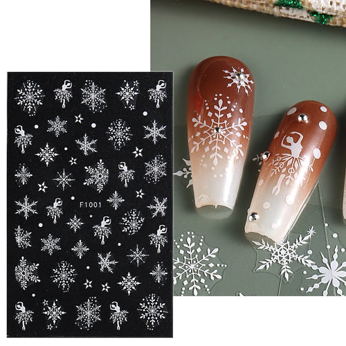 3D Nail Stickers Glitter Christmas Snowflakes Winter Snow