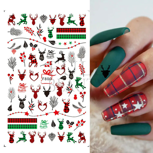 3D Nail Stickers Glitter Christmas Snowflakes Winter Snow