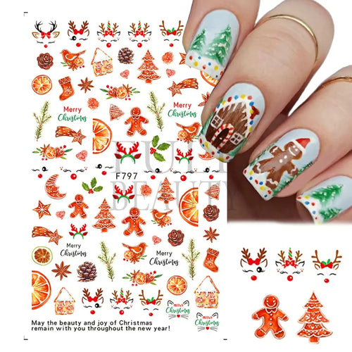 3D Nail Stickers Glitter Christmas Snowflakes Winter Snow