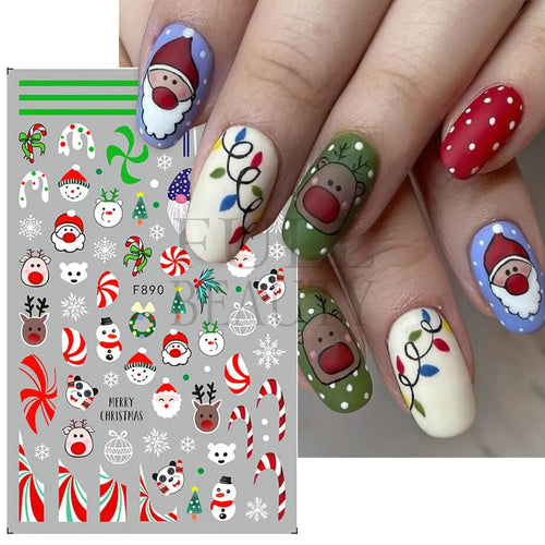 3D Nail Stickers Glitter Christmas Snowflakes Winter Snow