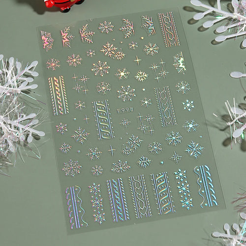 3D Nail Stickers Glitter Christmas Snowflakes Winter Snow