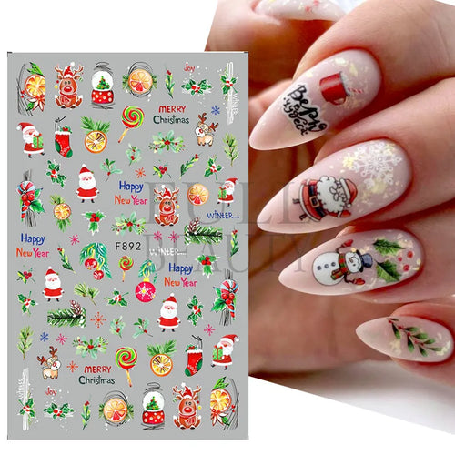 3D Nail Stickers Glitter Christmas Snowflakes Winter Snow