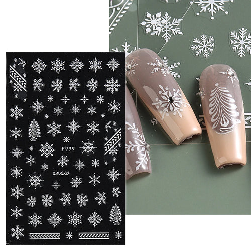 3D Nail Stickers Glitter Christmas Snowflakes Winter Snow