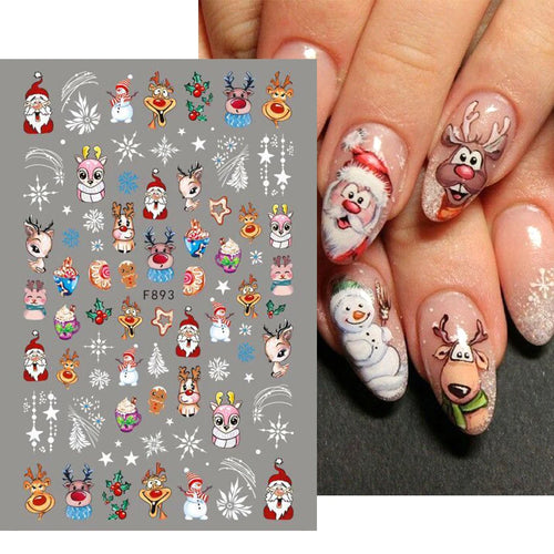 3D Nail Stickers Glitter Christmas Snowflakes Winter Snow