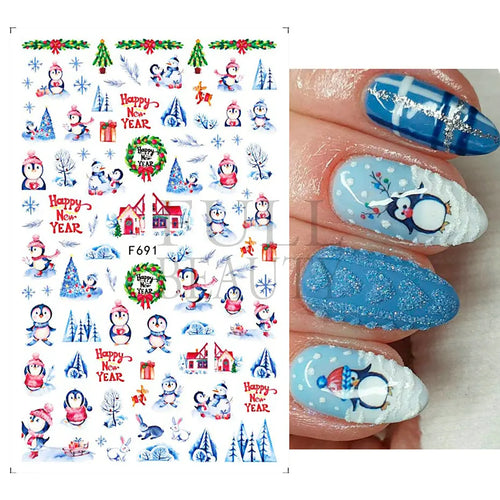 3D Nail Stickers Glitter Christmas Snowflakes Winter Snow