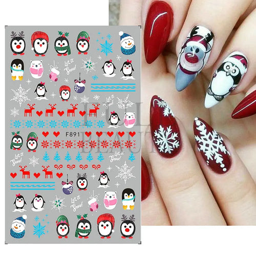 3D Nail Stickers Glitter Christmas Snowflakes Winter Snow