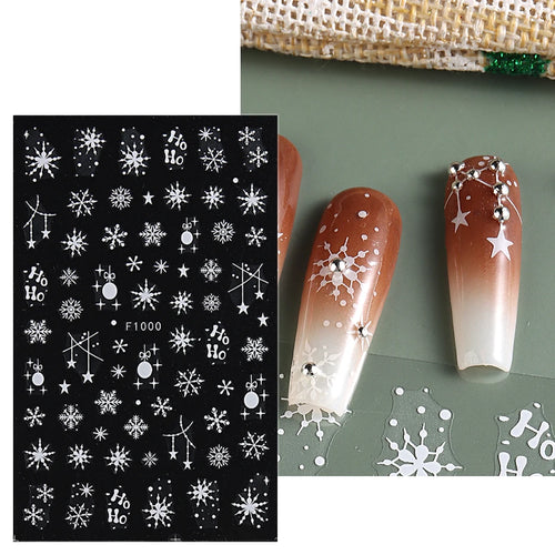 3D Nail Stickers Glitter Christmas Snowflakes Winter Snow