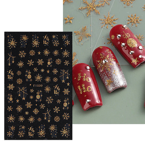 3D Nail Stickers Glitter Christmas Snowflakes Winter Snow