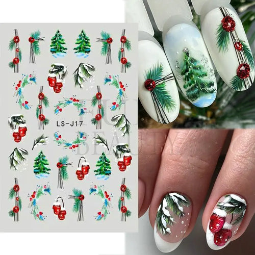 3D Nail Stickers Glitter Christmas Snowflakes Winter Snow