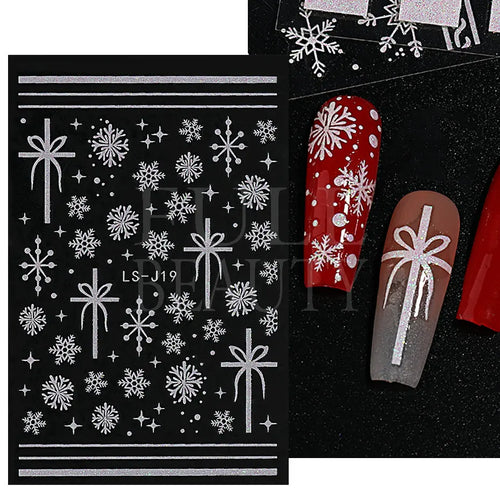 3D Nail Stickers Glitter Christmas Snowflakes Winter Snow