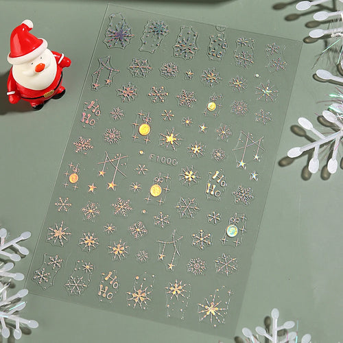 3D Nail Stickers Glitter Christmas Snowflakes Winter Snow